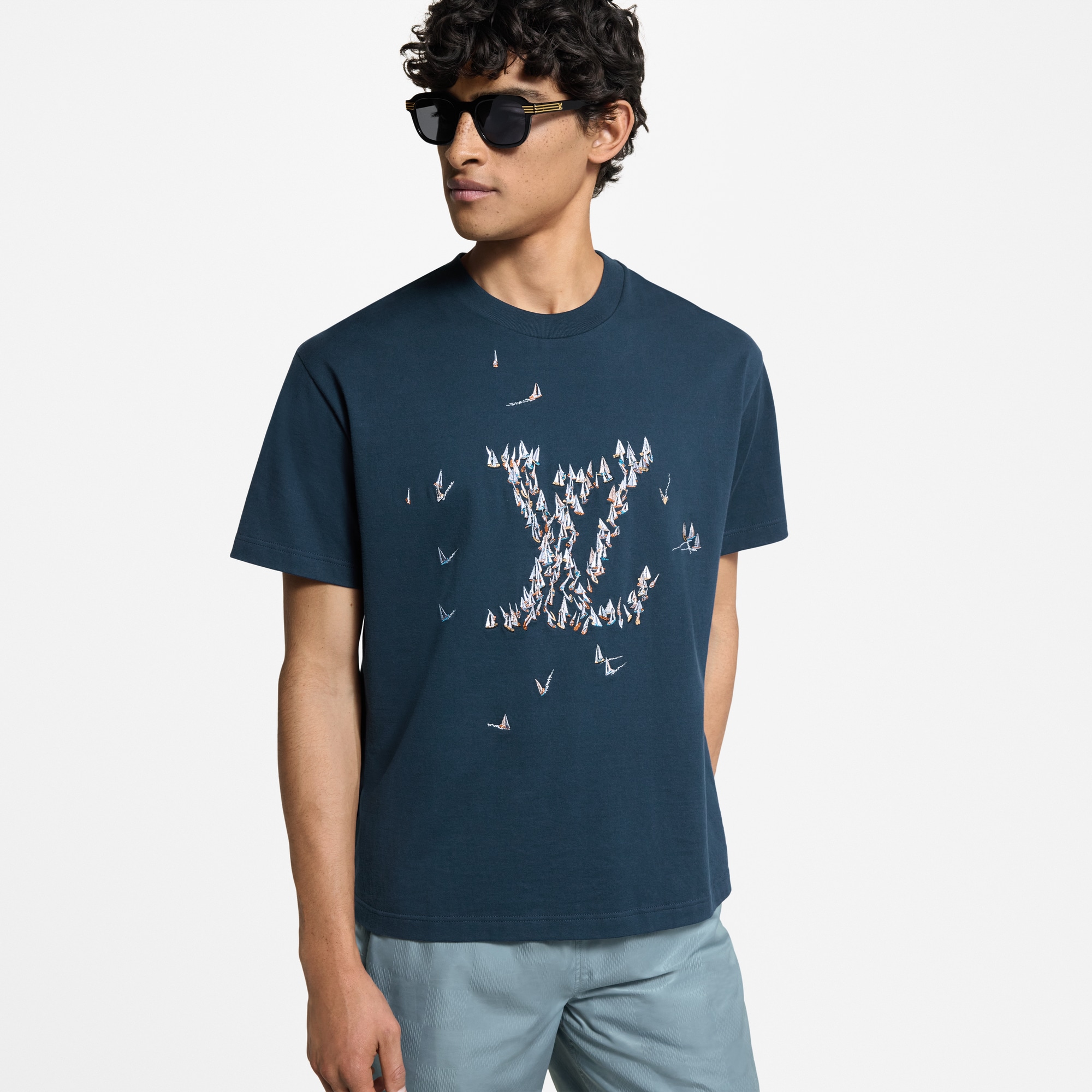 Embroidered Cotton T-Shirt - Luxury Blue | LOUIS VUITTON